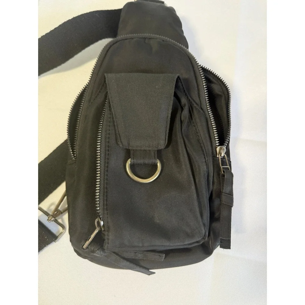 Maurices Black Sling Bag Nylon Crossbody Backpack Travel Chest Pack Adjustable